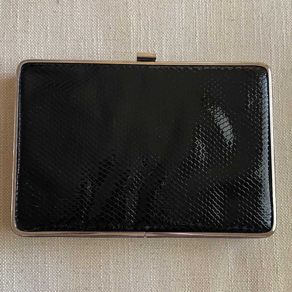 Faux Snakeskin Leather Black & White Clutch